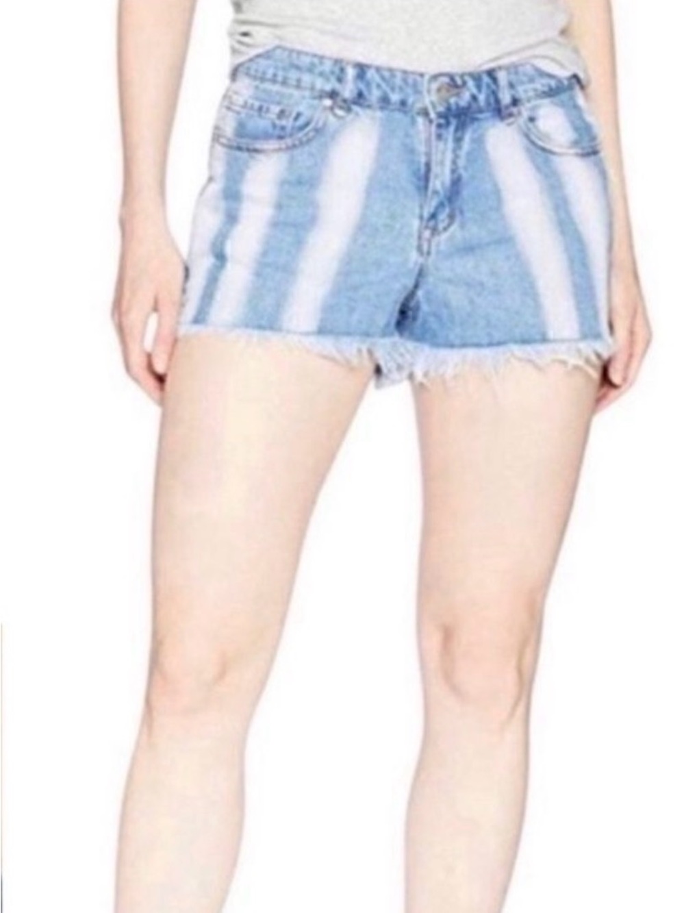 William Rast High Rise Frayed Hem Striped Denim Shorts Size 30 NWT